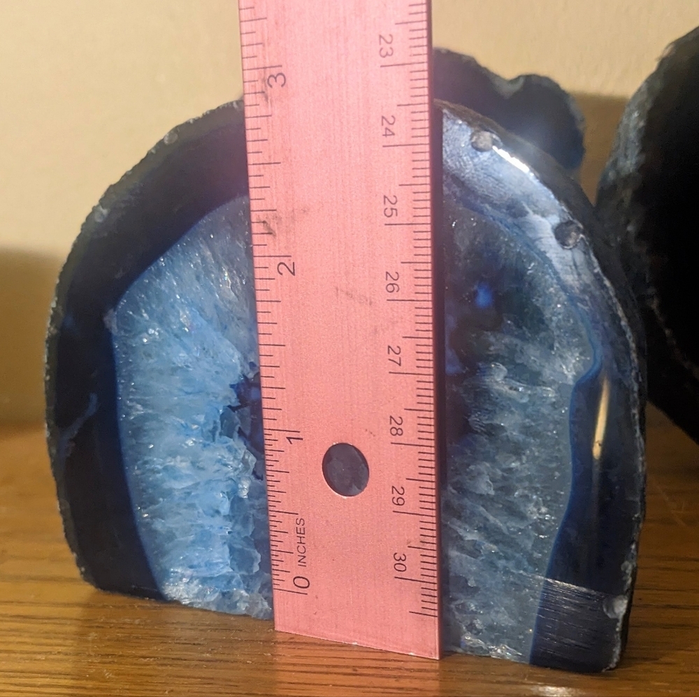 Set Of 4 Blue Agate Geode Sections - Picture 6 of 6